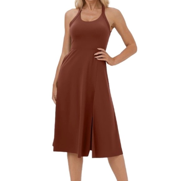 Halara Backless Cut Out Twisted Side Pocket Split Midi Casual Dress Size Small - Picture 2 of 12
